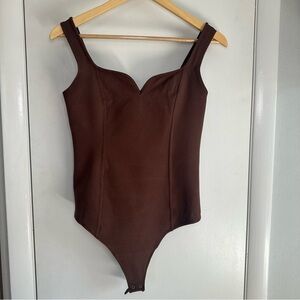 Abercrombie & Fitch Ponte Corset Sweetheart Bodysuit. Chocolate Brown. Medium.